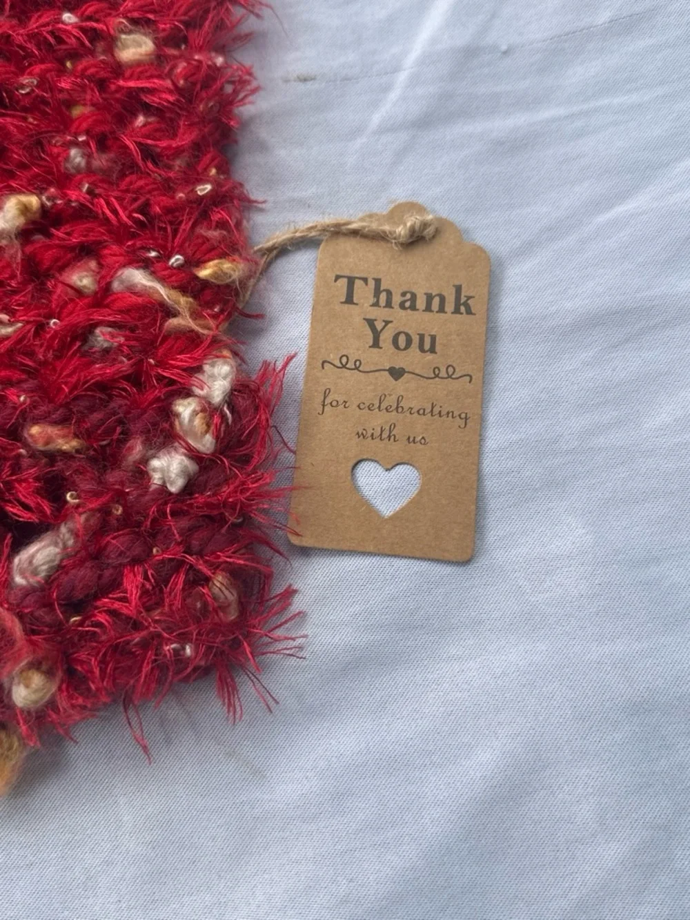 Cozy Red Textured Loop Scarf with Multicolor Pom Accents